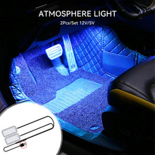 Load image into Gallery viewer, 2Pcs/Set 12V/5V USB LED Car Interior Atmosphere Backlight Ambient Mood Foot Light With Cigarette USB Lighter Decorative Lamp Auto Accessories
