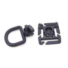 Load image into Gallery viewer, 1PC Outdoor Fan Loadable D-Buckle 360° Rotary Flashlight Water Pipe Clamp Hanging Ring Buckle For MOLLE Webbing

