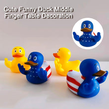 Load image into Gallery viewer, Middle Finger Duck Rubber Ducks Finger National Flag Pattern Small Yellow Duck for Desk Car Interior Truck Dashboard Tabletop Decoration

