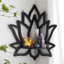 Load image into Gallery viewer, Wooden Butterfly Hollow Crystal Storage Shelf Simple Home Wall Decoration Lotus Corner Home Decoration Bracket Shelf
