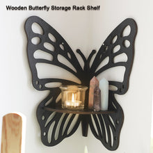 Load image into Gallery viewer, Wooden Butterfly Hollow Crystal Storage Shelf Simple Home Wall Decoration Lotus Corner Home Decoration Bracket Shelf

