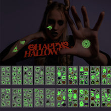 Load image into Gallery viewer, Halloween Spider Web Glow-in-the-dark Face Tattoo Stickers Waterproof Tattoo Sticker Festivals Tattoo Stickers
