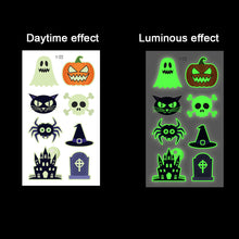 Load image into Gallery viewer, Halloween Spider Web Glow-in-the-dark Face Tattoo Stickers Waterproof Tattoo Sticker Festivals Tattoo Stickers

