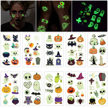 Load image into Gallery viewer, Halloween Spider Web Glow-in-the-dark Face Tattoo Stickers Waterproof Tattoo Sticker Festivals Tattoo Stickers
