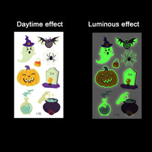 Load image into Gallery viewer, Halloween Spider Web Glow-in-the-dark Face Tattoo Stickers Waterproof Tattoo Sticker Festivals Tattoo Stickers
