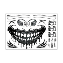 Load image into Gallery viewer, Halloween Funny Skull Scar Tattoo Stickers Masquerade Scar Scary Waterproof Sweatproof Face Tattoo Stickers
