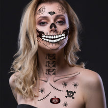 Load image into Gallery viewer, Halloween Funny Skull Scar Tattoo Stickers Masquerade Scar Scary Waterproof Sweatproof Face Tattoo Stickers

