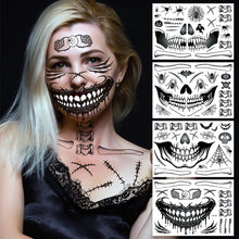 Load image into Gallery viewer, Halloween Funny Skull Scar Tattoo Stickers Masquerade Scar Scary Waterproof Sweatproof Face Tattoo Stickers
