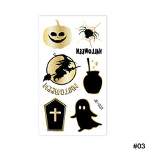 Load image into Gallery viewer, Halloween Black Ironing Powder Tattoo Stickers Cartoon Glitter Holiday Party Face Stickers Tattoo Stickers
