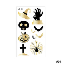 Load image into Gallery viewer, Halloween Black Ironing Powder Tattoo Stickers Cartoon Glitter Holiday Party Face Stickers Tattoo Stickers
