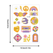 Load image into Gallery viewer, HIPPIE Peace Love Gold Powder Tattoo Stickers Hippie Party Waterproof Sweatproof Butterfly Flower Tattoo Stickers
