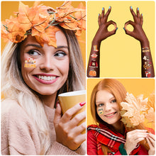 Load image into Gallery viewer, Autumn Gold Pink Face Tattoo Stick Autumn Harvest Maple Leaf Party Hot Gold Waterproof Tattoo Stickers
