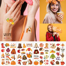 Load image into Gallery viewer, Autumn Gold Pink Face Tattoo Stick Autumn Harvest Maple Leaf Party Hot Gold Waterproof Tattoo Stickers
