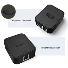 Load image into Gallery viewer, 2 Port 1000Mbps Gigabit Network Switch RJ45 Switch Network Splitter Cable Extender Selector Power Free 2 Way adapter Connector
