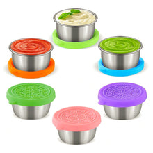 Load image into Gallery viewer, 1.35oz/40ml Reusable 304 Stainless Steel Salad Sauce Container with Lids Leakproof Camping Hiking Picnic Outdoor Sauce Dispenser
