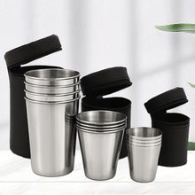 Load image into Gallery viewer, 4Pcs/Set 30ml/70ml/170ml Outdoor Camping Cup Stainless Steel Travel Cups With PU Case Whiskey Beer Cups Mug Drinkware Bar Supplies
