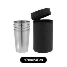 Load image into Gallery viewer, 4Pcs/Set 30ml/70ml/170ml Outdoor Camping Cup Stainless Steel Travel Cups With PU Case Whiskey Beer Cups Mug Drinkware Bar Supplies
