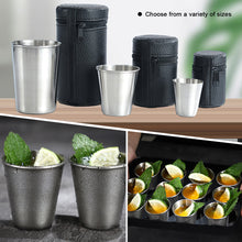 Load image into Gallery viewer, 4Pcs/Set 30ml/70ml/170ml Outdoor Camping Cup Stainless Steel Travel Cups With PU Case Whiskey Beer Cups Mug Drinkware Bar Supplies
