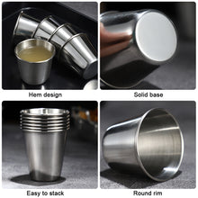 Load image into Gallery viewer, 4Pcs/Set 30ml/70ml/170ml Outdoor Camping Cup Stainless Steel Travel Cups With PU Case Whiskey Beer Cups Mug Drinkware Bar Supplies
