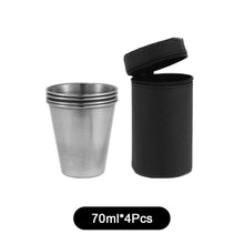 Load image into Gallery viewer, 4Pcs/Set 30ml/70ml/170ml Outdoor Camping Cup Stainless Steel Travel Cups With PU Case Whiskey Beer Cups Mug Drinkware Bar Supplies
