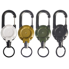 Load image into Gallery viewer, Heavy Duty Retractable Buckle Rope Camping Supplies Wire Rope Luya Anti-theft Tactical Carabiner Keychain Telescopic Hook Tool
