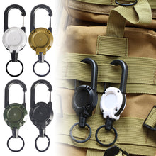 Load image into Gallery viewer, Heavy Duty Retractable Buckle Rope Camping Supplies Wire Rope Luya Anti-theft Tactical Carabiner Keychain Telescopic Hook Tool
