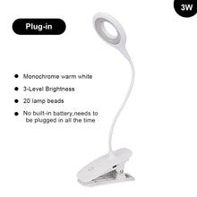Load image into Gallery viewer, Table Lamp USB Reading Desk Lamp With Clip Book Night Light LED Touch 3 Modes Dimming Eye Protection Bedroom Reading Lamp
