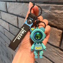 Load image into Gallery viewer, Cartoon Lightning Bear Car Keychain Pendant Bag Astronaut Key Holder Keyfob Key Chain Delicate Key Chain for Girls Couple Gifts Key Ring
