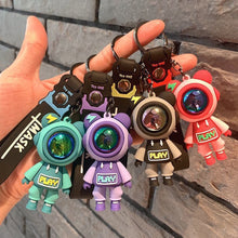 Load image into Gallery viewer, Cartoon Lightning Bear Car Keychain Pendant Bag Astronaut Key Holder Keyfob Key Chain Delicate Key Chain for Girls Couple Gifts Key Ring

