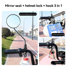 Load image into Gallery viewer, Metal Motorcycle Helmet Lock with Mirror Bracket Bike Handlebar Helmet Anti-theft Safety Lock Hooks Accessories Two Keys
