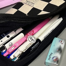 Load image into Gallery viewer, Large Capacity Pencil Case Simple Checkerboard Lattice Pencil Bag Stationery Student Canvas Estuche Multifuncional Lapices
