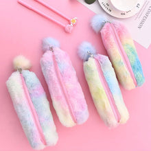 Load image into Gallery viewer, Gradient Lovely Girl Plush With Ball Pencil Case For Girls Stationery Storage Bag School Supplies
