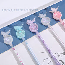 Load image into Gallery viewer, Butterfly Pendant Gel Pen Cartoon Butterfly Gel-Ink Anti-mosquito Sequined Signature Pen Kawaii Magical Pen Writing Tool
