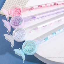 Load image into Gallery viewer, Butterfly Pendant Gel Pen Cartoon Butterfly Gel-Ink Anti-mosquito Sequined Signature Pen Kawaii Magical Pen Writing Tool
