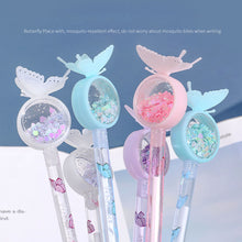 Load image into Gallery viewer, Butterfly Pendant Gel Pen Cartoon Butterfly Gel-Ink Anti-mosquito Sequined Signature Pen Kawaii Magical Pen Writing Tool
