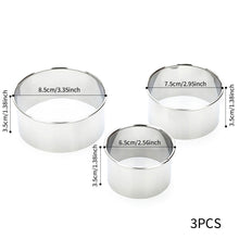 Load image into Gallery viewer, 3PCS Round Stainless Steel Biscuit Mold Dumpling Skin Cutting Mold DIY Biscuit Pastry Cake Baking Tools Kitchen Baking Gadget
