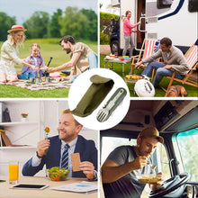Load image into Gallery viewer, 7 In 1 Multifunctional Stainless Steel Outdoor Picnic Tableware Foldable Fork Spoon Knife Camping Hiking Travelling Dinnerware
