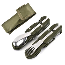 Load image into Gallery viewer, 7 In 1 Multifunctional Stainless Steel Outdoor Picnic Tableware Foldable Fork Spoon Knife Camping Hiking Travelling Dinnerware
