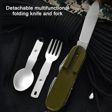 Load image into Gallery viewer, 7 In 1 Multifunctional Stainless Steel Outdoor Picnic Tableware Foldable Fork Spoon Knife Camping Hiking Travelling Dinnerware
