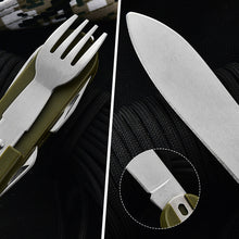 Load image into Gallery viewer, 7 In 1 Multifunctional Stainless Steel Outdoor Picnic Tableware Foldable Fork Spoon Knife Camping Hiking Travelling Dinnerware
