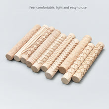 Load image into Gallery viewer, 3D Pottery Tools Wooden Texture Rolling Stick Pottery Embossed Rod Flower Pattern Relief Soft Clay Tools Hand Pressure Mud Rollers DIY Clay Craft Tool
