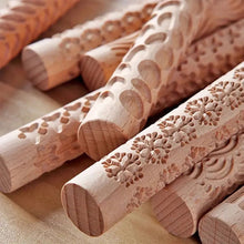 Load image into Gallery viewer, 3D Pottery Tools Wooden Texture Rolling Stick Pottery Embossed Rod Flower Pattern Relief Soft Clay Tools Hand Pressure Mud Rollers DIY Clay Craft Tool
