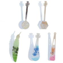 Load image into Gallery viewer, Silicone Bookmark Mold DIY Bookmark Mould For Resin Casting Including Feather Musical Instrument Pipa Shape
