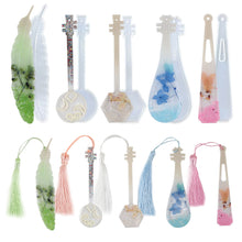 Load image into Gallery viewer, Silicone Bookmark Mold DIY Bookmark Mould For Resin Casting Including Feather Musical Instrument Pipa Shape
