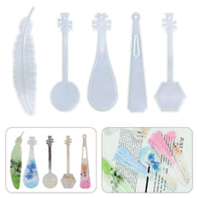 Load image into Gallery viewer, Silicone Bookmark Mold DIY Bookmark Mould For Resin Casting Including Feather Musical Instrument Pipa Shape
