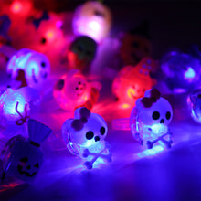 Load image into Gallery viewer, 5Pcs LED Light Halloween Ring Glowing Pumpkin Ghost Skull Rings Kids Gift Halloween Party Decoration for Home Horror Props Supplies
