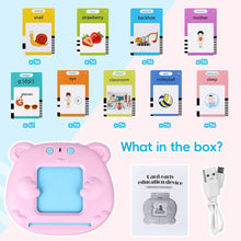 Load image into Gallery viewer, Early Education Flash Card Machine Bear Shape Kid Learning Talking Toy 224 Cards Montessori Educational Audio Book German Spanish French
