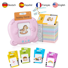 Load image into Gallery viewer, Early Education Flash Card Machine Bear Shape Kid Learning Talking Toy 224 Cards Montessori Educational Audio Book German Spanish French
