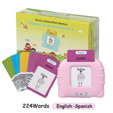 Load image into Gallery viewer, Early Education Flash Card Machine Cat Shape Kid Learning Talking Toy 224 Cards Montessori Educational Audio Book Toy Russian Thai Spanish
