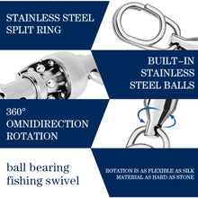 Load image into Gallery viewer, 1Pc Stainless Steel Bearing Swivel Oval Split Rings Hooked Snap Rolling Swivel Lure Connector Fishing Accessories
